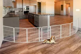 FXW Dog Gate Extra Wide Designed for Indoor Use, Adjustable Width Up to 219-inch Wide (32" H 8 Panels for Puppies and Small Dogs), White