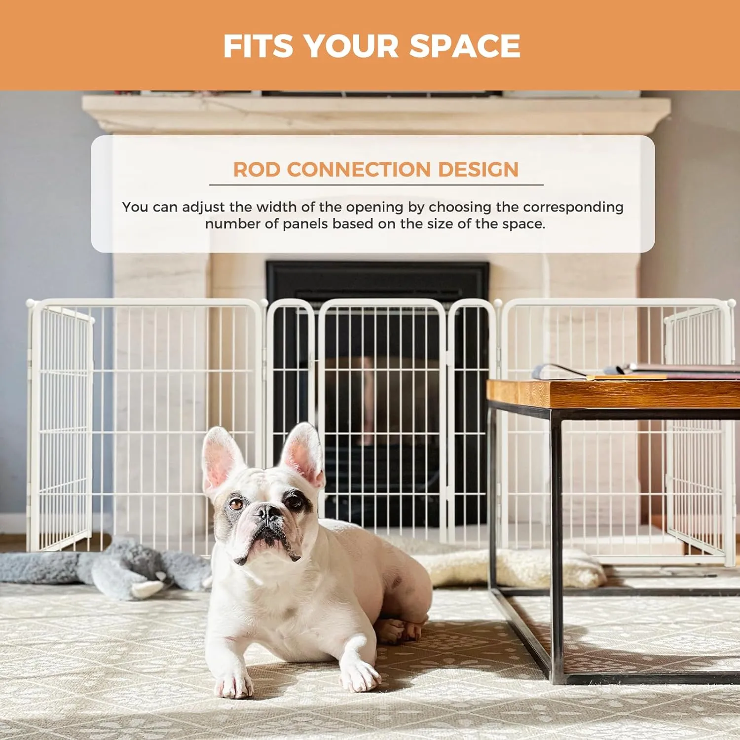 FXW Dog Gate Extra Wide Designed for Indoor Use, Adjustable Width Up to 219-inch Wide (32" H 8 Panels for Puppies and Small Dogs), White