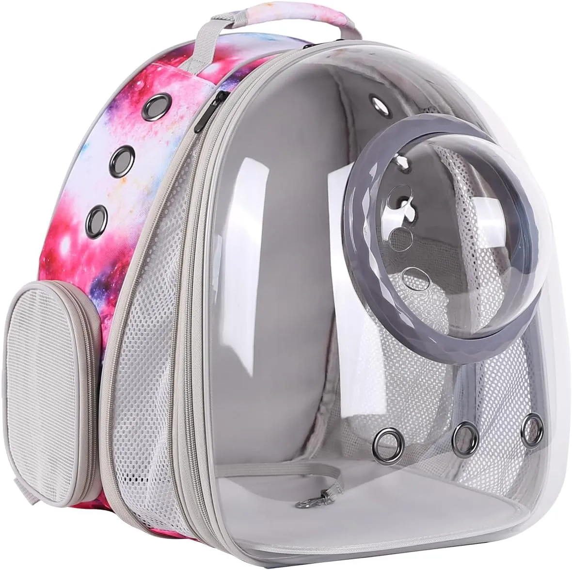 Galaxy Pink Cat Backpack with Bubble Window for Large Cats 20 lbs -Front Expandable Backpack Carrier, Pet Carrier Backpack Travel Hiking Camping Carrying Book Bag (Front Expandable-Galaxy Pink)