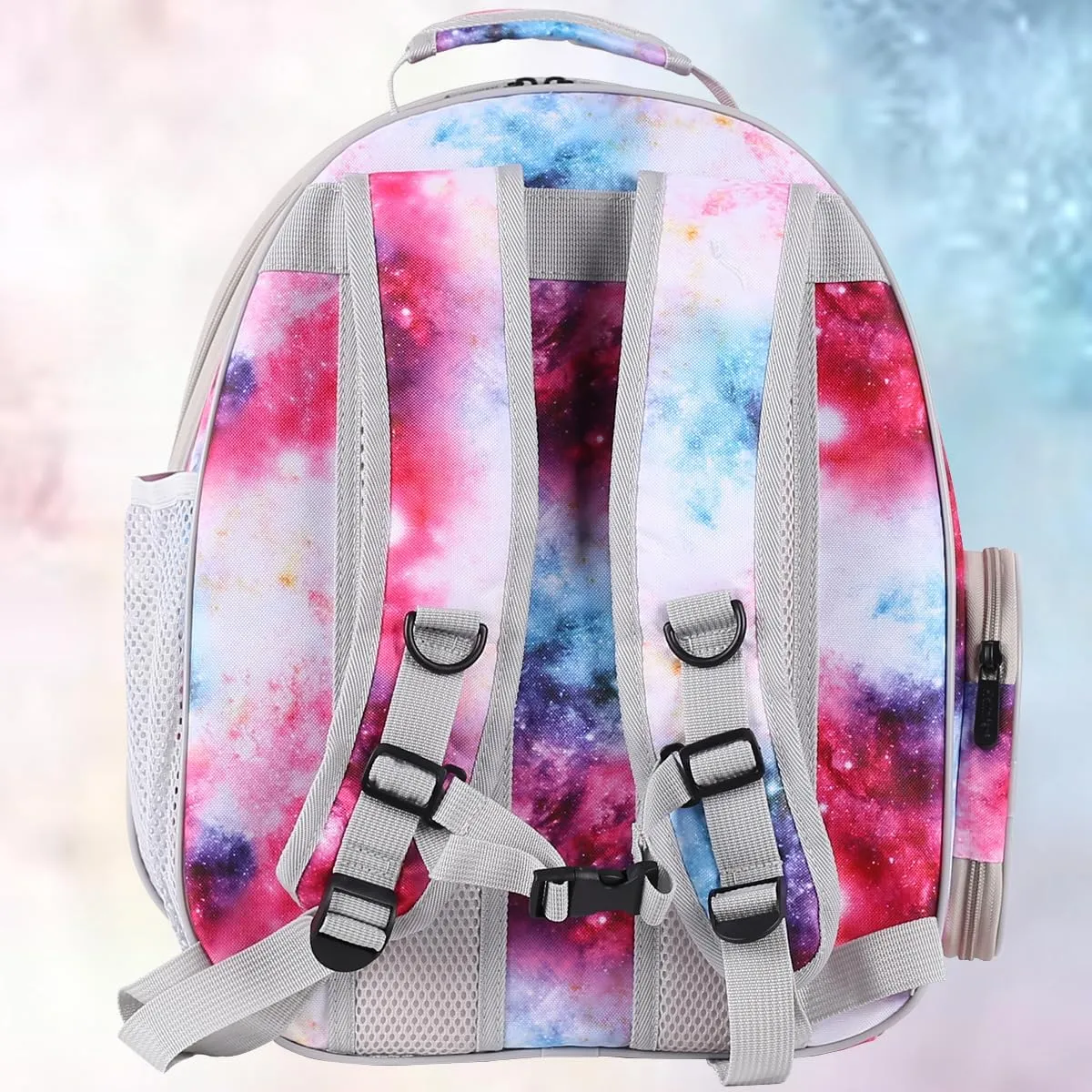 Galaxy Pink Cat Backpack with Bubble Window for Large Cats 20 lbs -Front Expandable Backpack Carrier, Pet Carrier Backpack Travel Hiking Camping Carrying Book Bag (Front Expandable-Galaxy Pink)