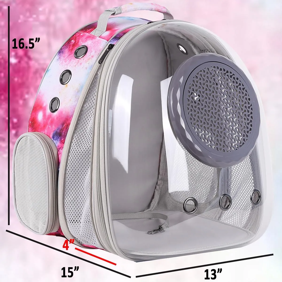 Galaxy Pink Cat Backpack with Bubble Window for Large Cats 20 lbs -Front Expandable Backpack Carrier, Pet Carrier Backpack Travel Hiking Camping Carrying Book Bag (Front Expandable-Galaxy Pink)