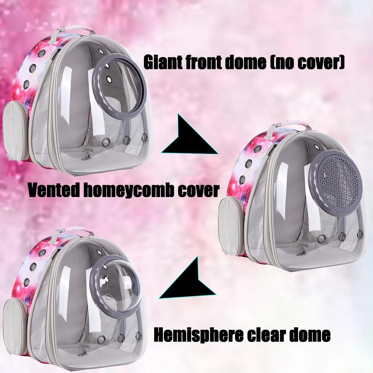 Galaxy Pink Cat Backpack with Bubble Window for Large Cats 20 lbs -Front Expandable Backpack Carrier, Pet Carrier Backpack Travel Hiking Camping Carrying Book Bag (Front Expandable-Galaxy Pink)