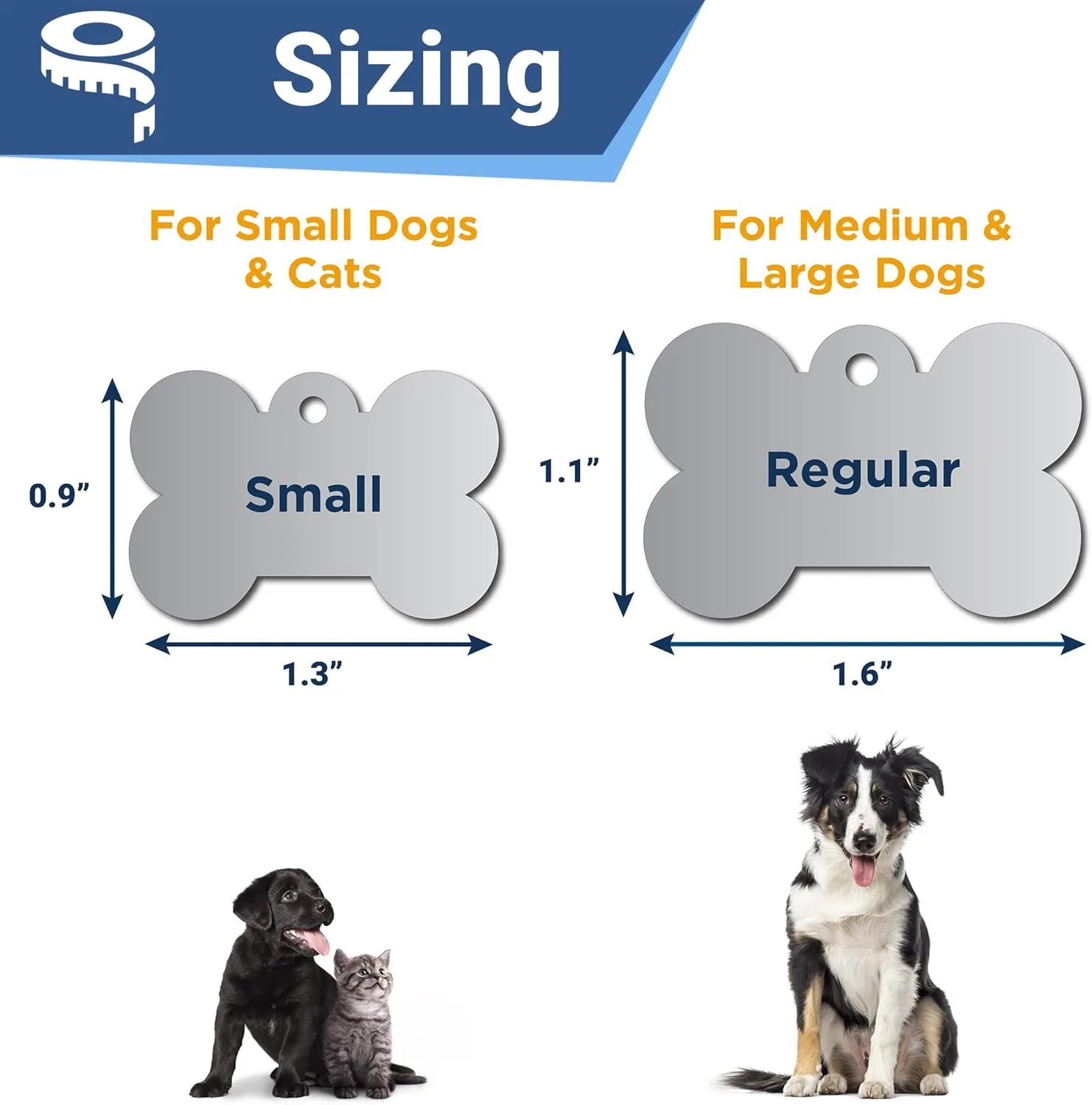 GoTags Stainless Steel Pet ID Bone Shaped Tags with Enamel Paw Design, Personalized Dog and Cat Tags, up to 5 Lines of Custom Text, Engraved on Both Sides (Charcoal, Small)
