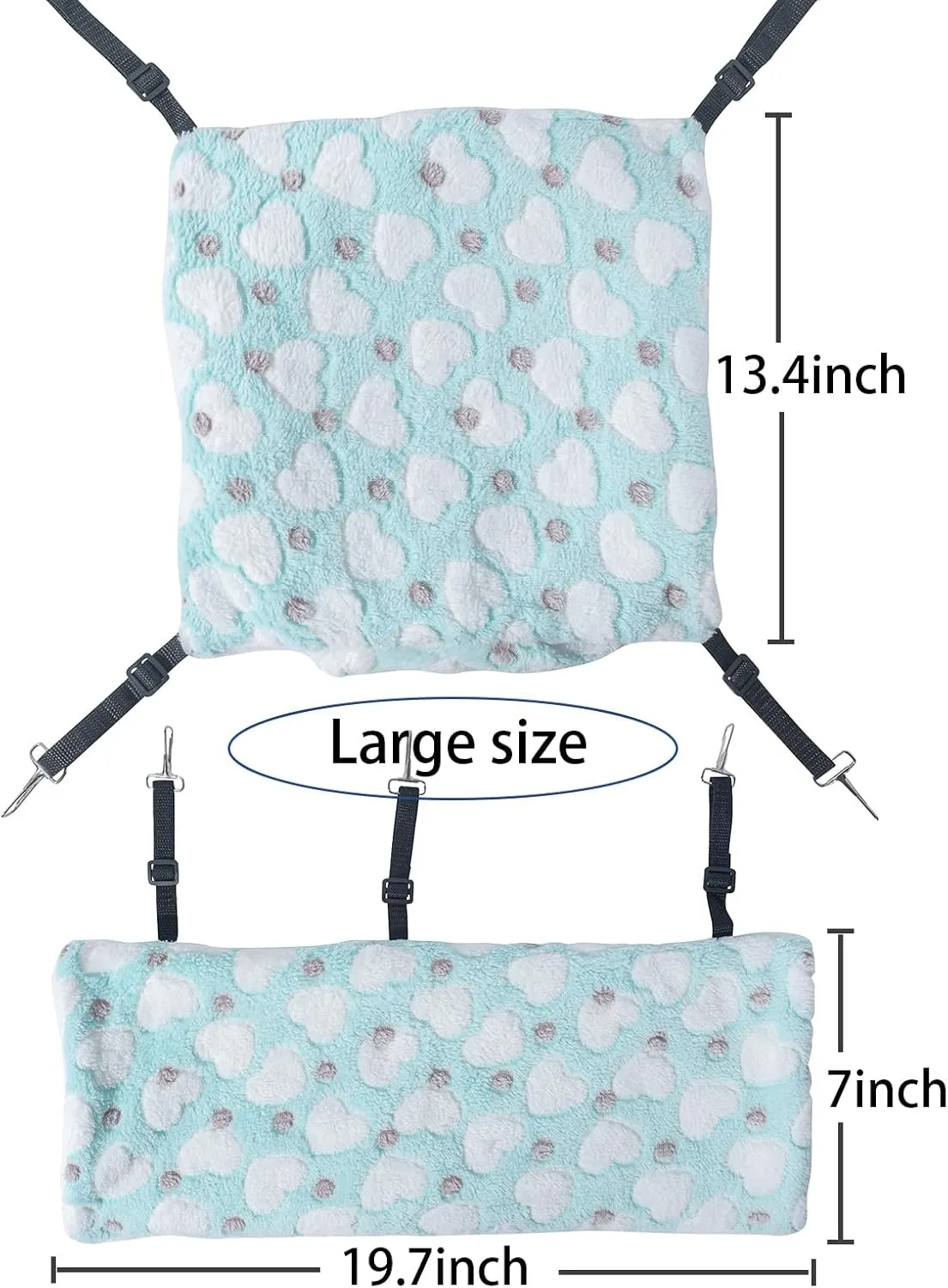 Guinea Pig Ferret Rat Adjustable Hammock Toy Small Animal Cage Accessories Hideout Tunnel & Bunkbed Hammock for Rat Ferret Guinea Pig Hamster Sugar Glider Chinchilla, 1.Green Hammock Set