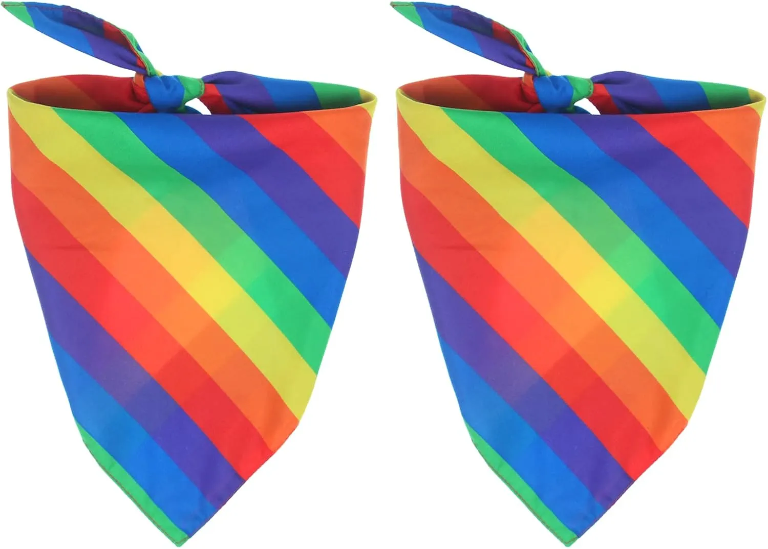 Hananona 2 Pcs Rainbow Pride Dog Bandanas Cotton Multi-Purpose Handkerchiefs Collar Party Supply Pet Bandanas (Rainbow)
