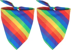 Hananona 2 Pcs Rainbow Pride Dog Bandanas Cotton Multi-Purpose Handkerchiefs Collar Party Supply Pet Bandanas (Rainbow)
