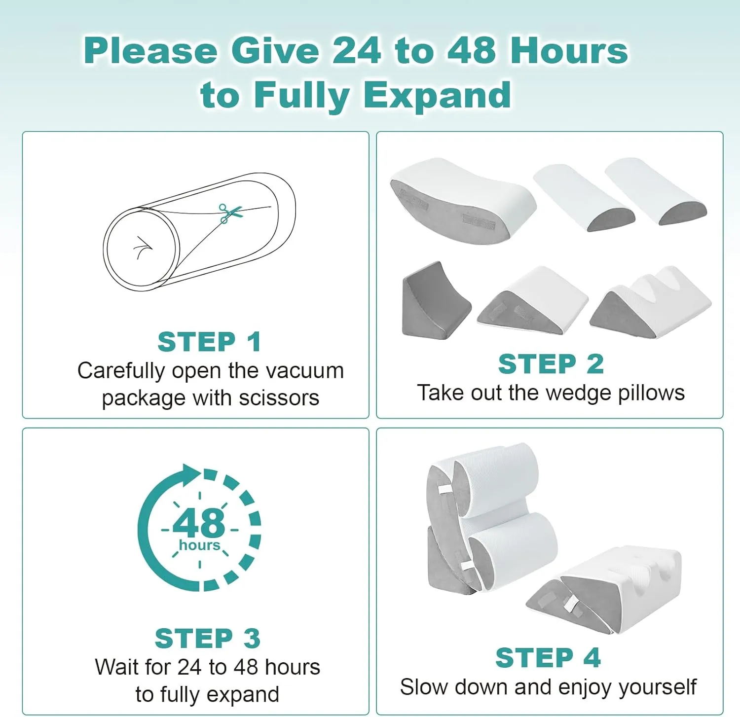 Hansleep 6PCS Orthopedic Bed Wedge Pillow for Sleeping, Adjustable Post Surgery Pillow Set for Body, Back and Leg Pain Relief, Memory Foam Support Pillows for After Surgery, White