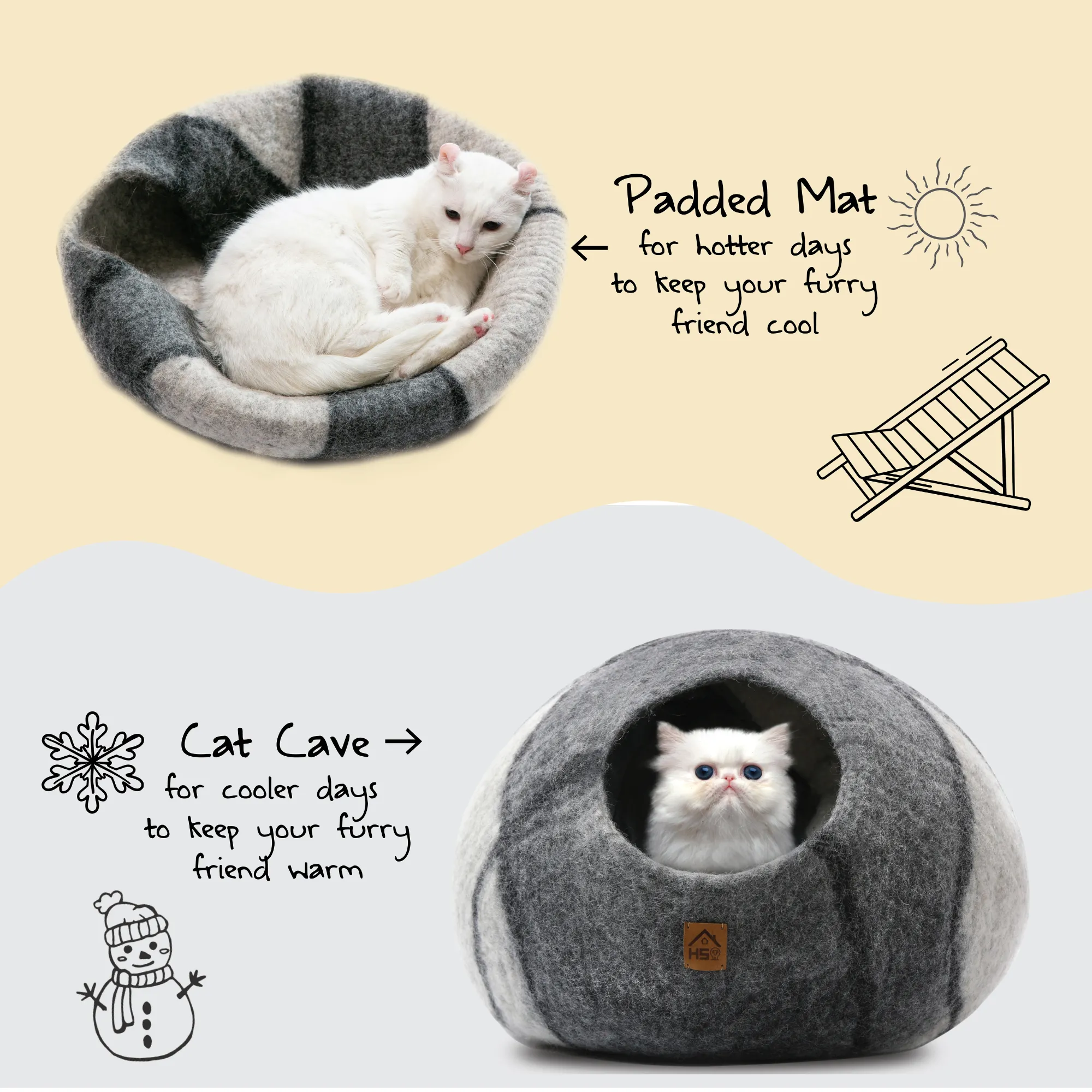 Haussimple Wool Cat Cave Pet House