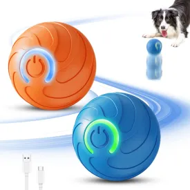 Interactive Dog Toys, Vibrating Dog Ball, Automatic Moving Bouncing Ball Toy Suitable for Small and Medium Dogs-2PC (Orange Blue)