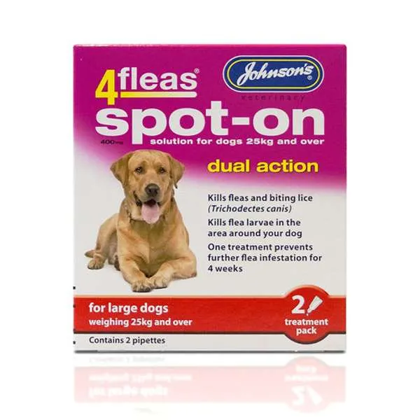 Johnson's Veterinary 4 Fleas Spot On Dog 2 Treatment Pack
