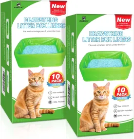 Jumbo Cat Litter Box Liners Extra-Thick 2MIL Heavy Duty Cat Litter Liner Bags 36" x 19" Drawstring Kitty Litter Pan Liners 20 Count