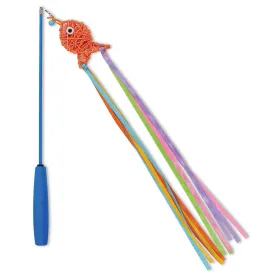 Kazoo Streamer Fish Play and Catch Wand Cat Toy^^^