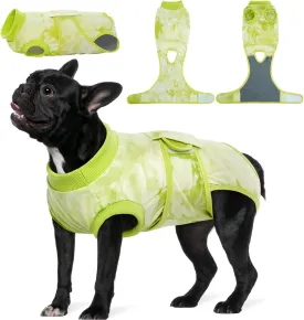 Kuoser Dog Surgery Recovery Suit, Anti Licking Pet Surgical Suit for Dogs Male Neuter, Female Dog Surgery Suit for Spay Subsititute E-Collar Cone, Dogs Body Suits After Surgery Green Tie Dye S