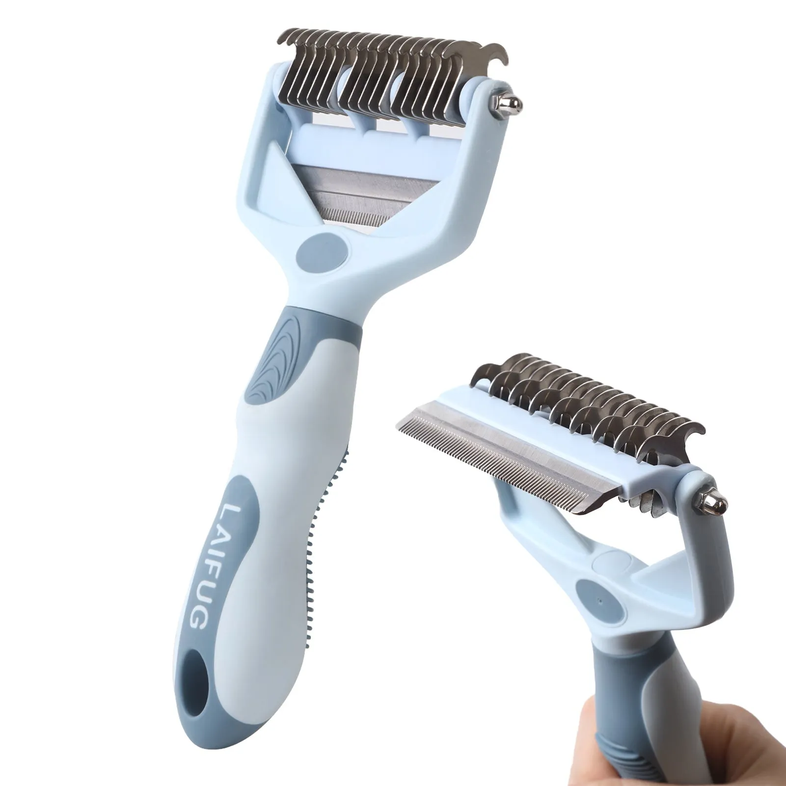 Laifug 2-in-1  Dog Knotting and Dehairing Comb, Double-sided Head Design