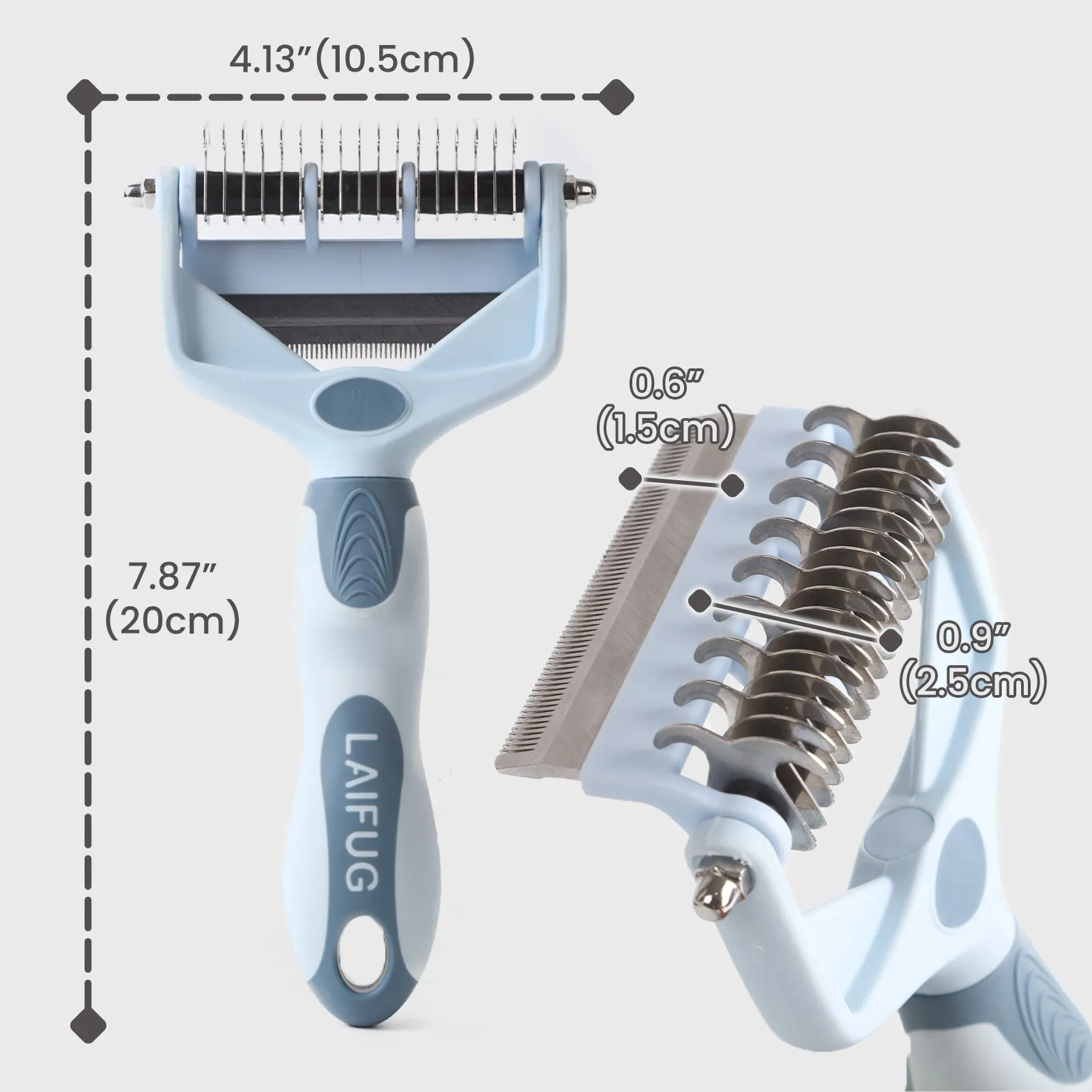 Laifug 2-in-1  Dog Knotting and Dehairing Comb, Double-sided Head Design