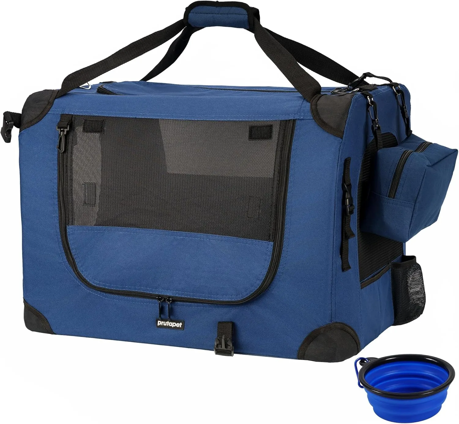 Large Cat Carrier 24"x16.5"x16.5" Portable Dog Crate for Small Medium Dogs Collapsible Traveling Pet Crate with Collapsible Bowl