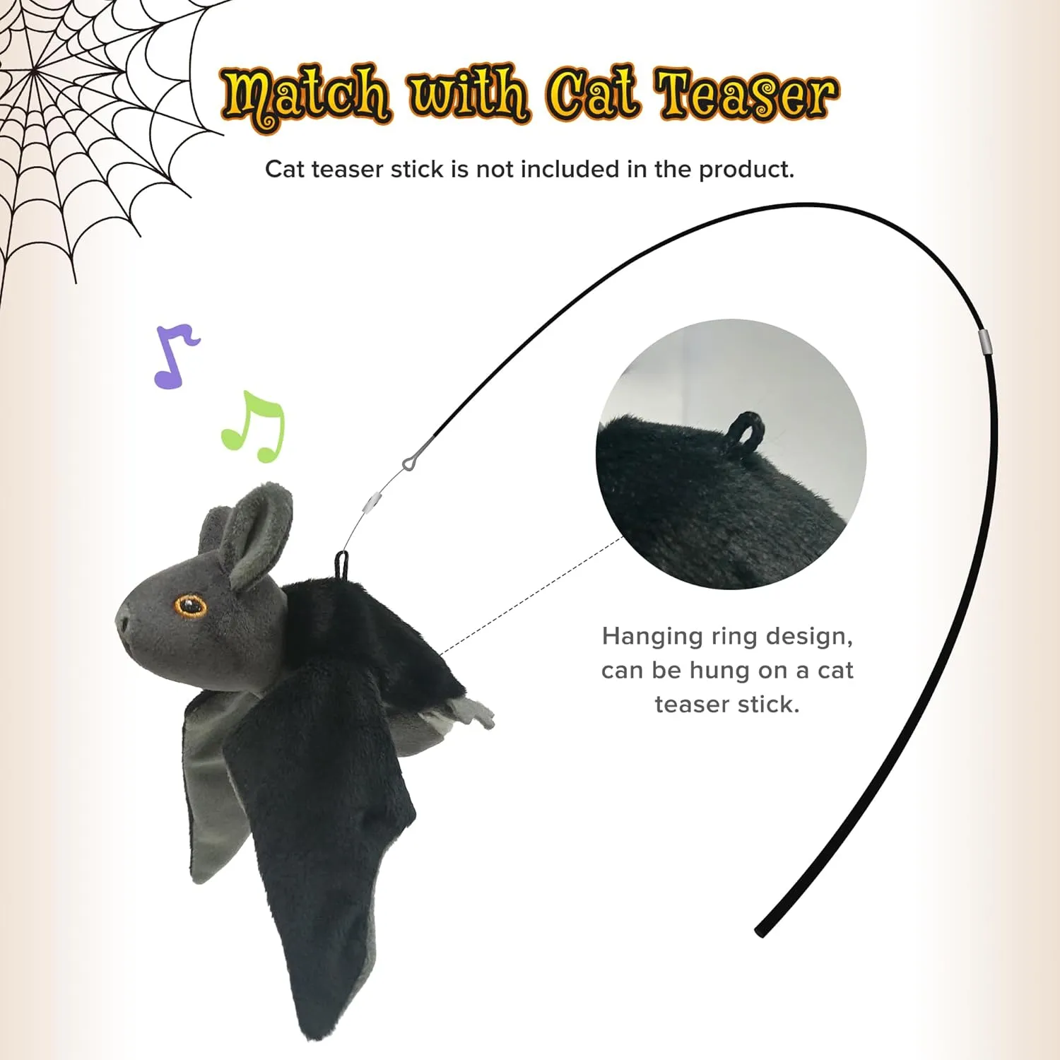 LEWISER Cat Toys, Flapping Wings Cute Bat, No Flying, Chirping Bird Interactive Catnip Toy for Kitten or Small Dogs, Touch Activated, Rechargeable