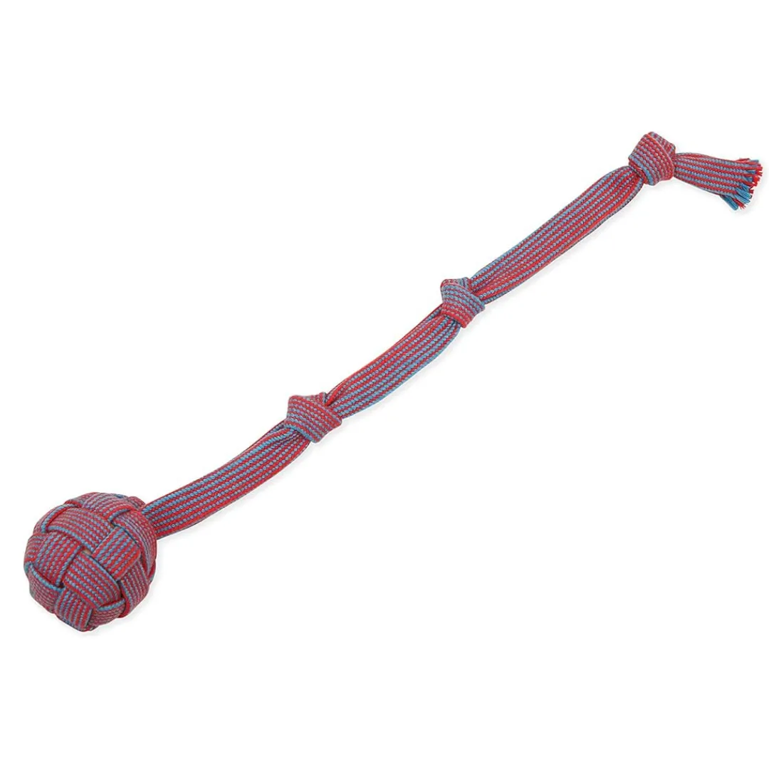 Mammoth Flossy Chews Extra Webbing Ball With Fling Handle Toy For Dogs