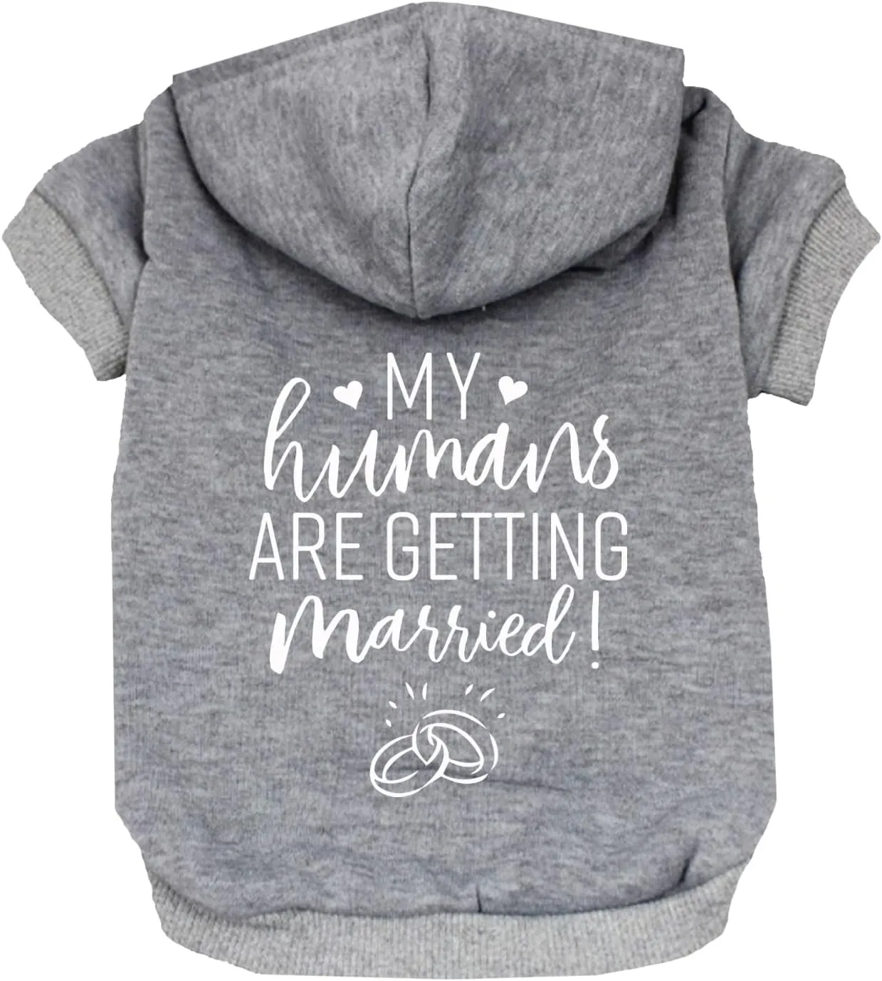 My Humans are Getting Married Annoucement Pullover Fleece Lined Dog Hoodie (Grey, Small 224)