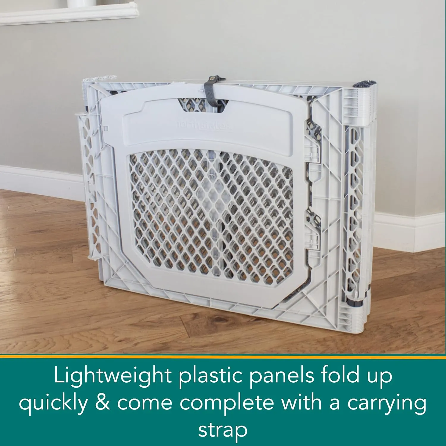 MyPet North States Petyard Plus: 5.5 Ft. Wide Folding Dog Playpen Indoor or Outdoor. 6-Panel Freestanding Play Pen Dog Gate Made in USA. 26" Tall, Light Gray
