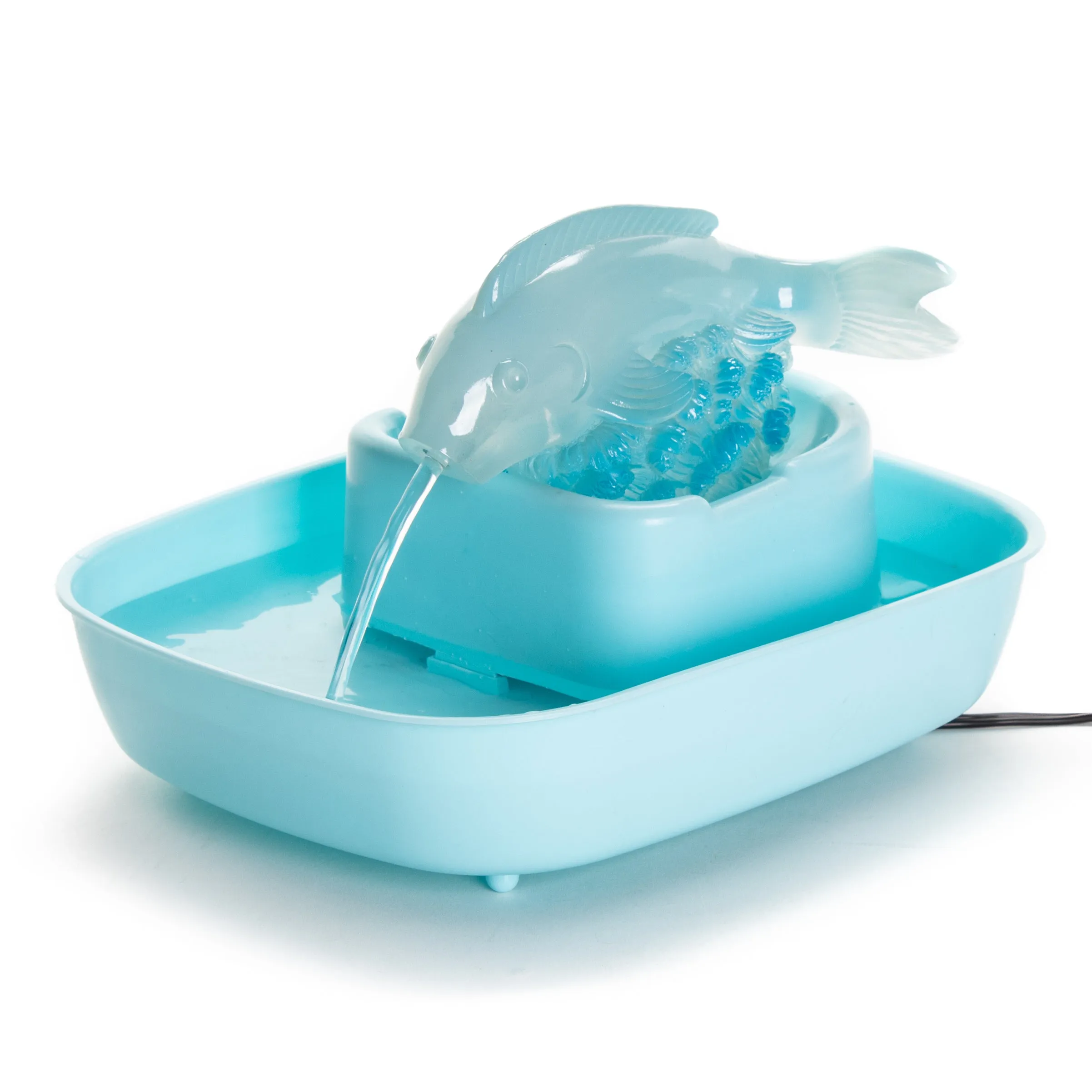 NEW! The Drinking Buddy Fresh Water Fountain - Fish/Blue Basin