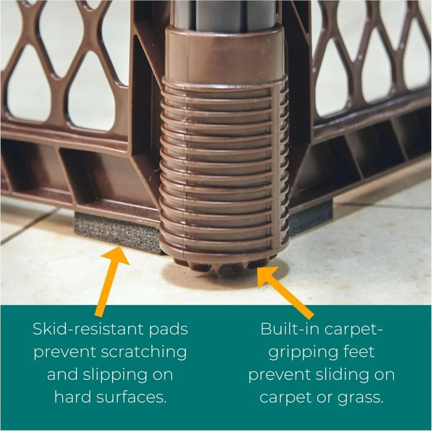 North States MyPet Petyard Passage: 6.5 Ft. Wide Customizable Folding Dog Playpen Indoor/Outdoor. Made in USA. 8-panel Puppy Playpen, Lockable Pet Door. Freestanding Play Pen Dog Gate 26" Tall, Brown