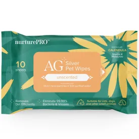 Nurture Pro AG  Silver Unscented Wipes For Cats & Dogs 10pc