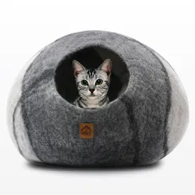 Organic Wool Cat Cave Kitten House Bed Gray White