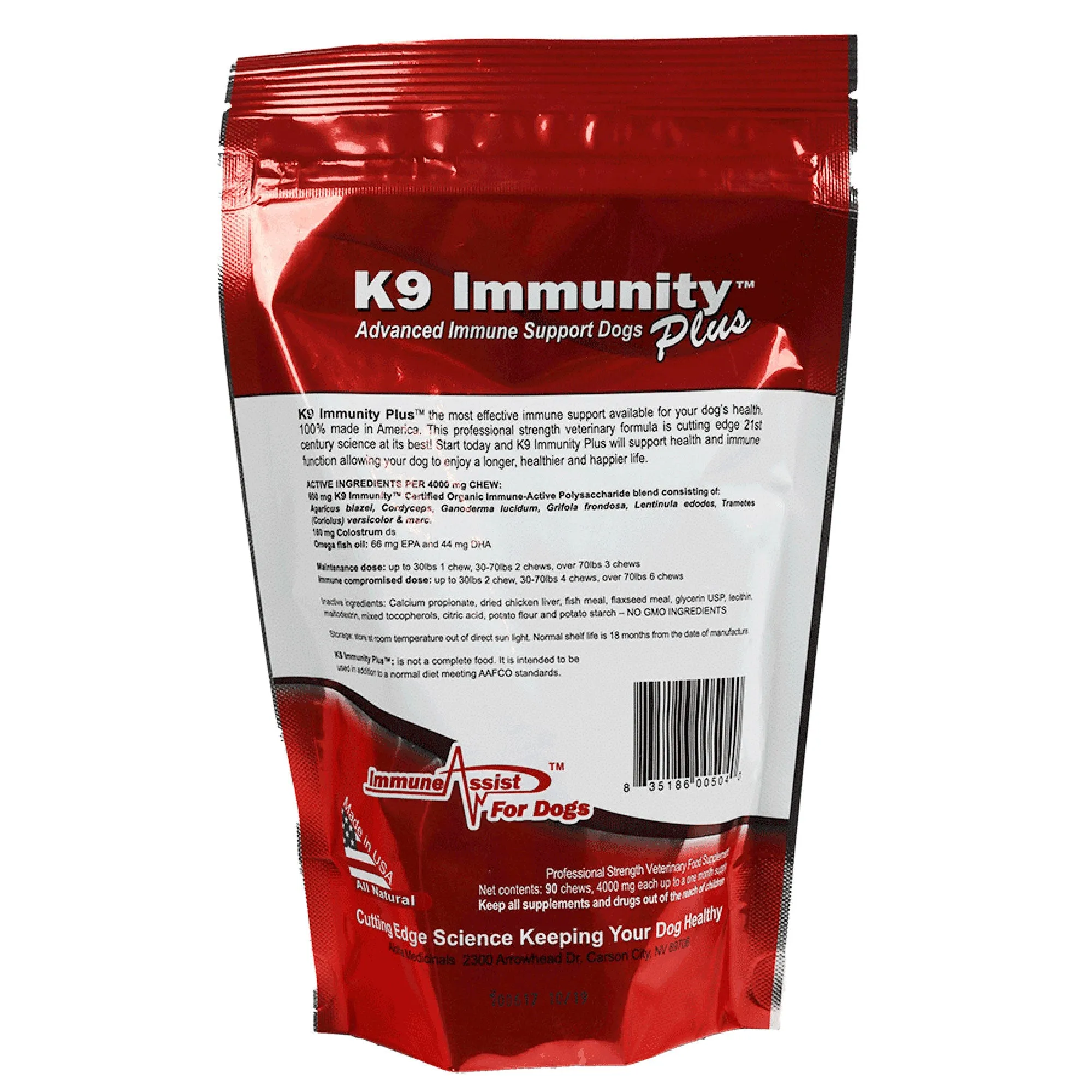 OUT OF STOCK.  CALL FOR ALTERNATIVEALOHA MEDICINALS K9 Immunity Plus® 90  ct