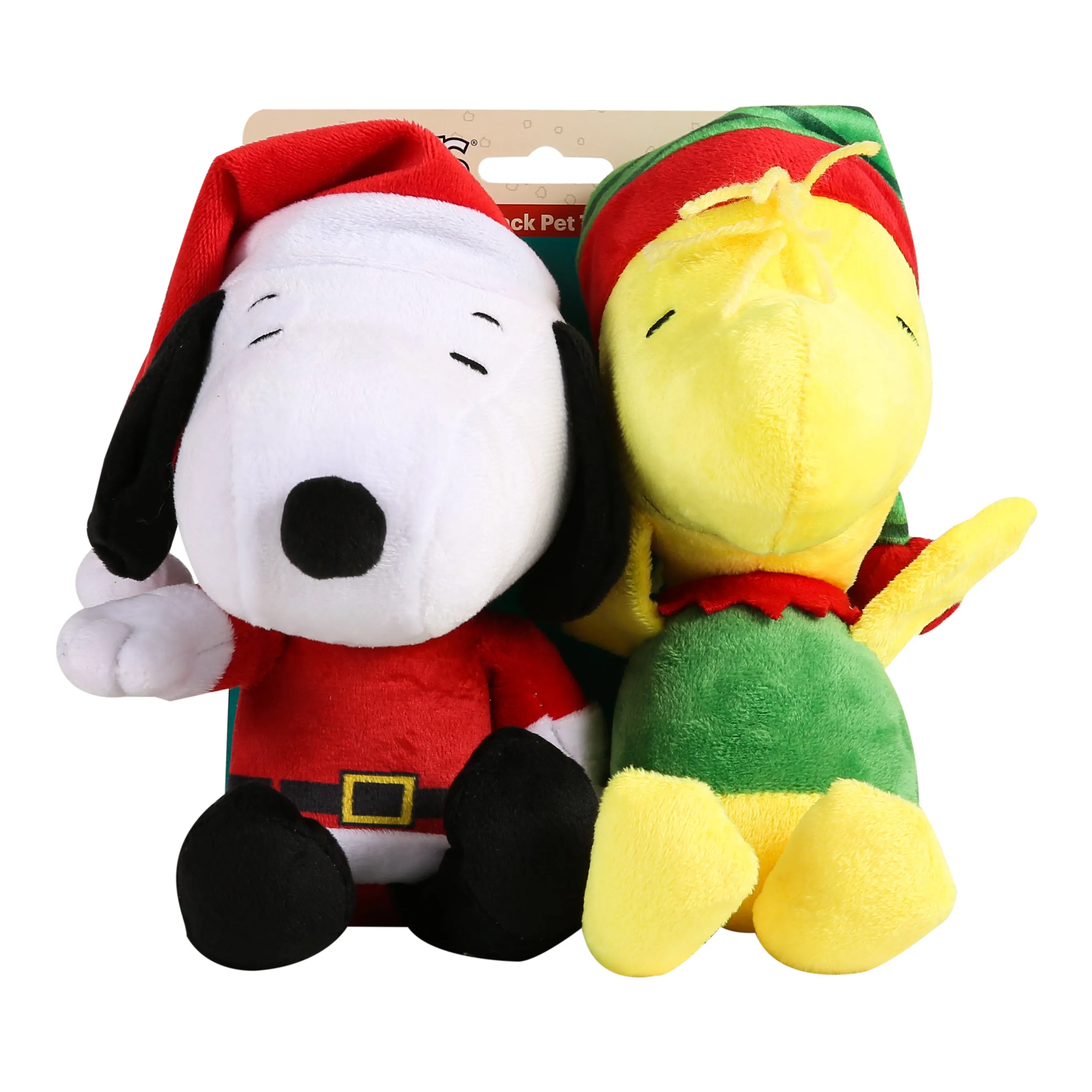 Peanuts: 9" Holiday Snoopy Santa & Woodstock Elf Big Head Plush Figure - Two Pack