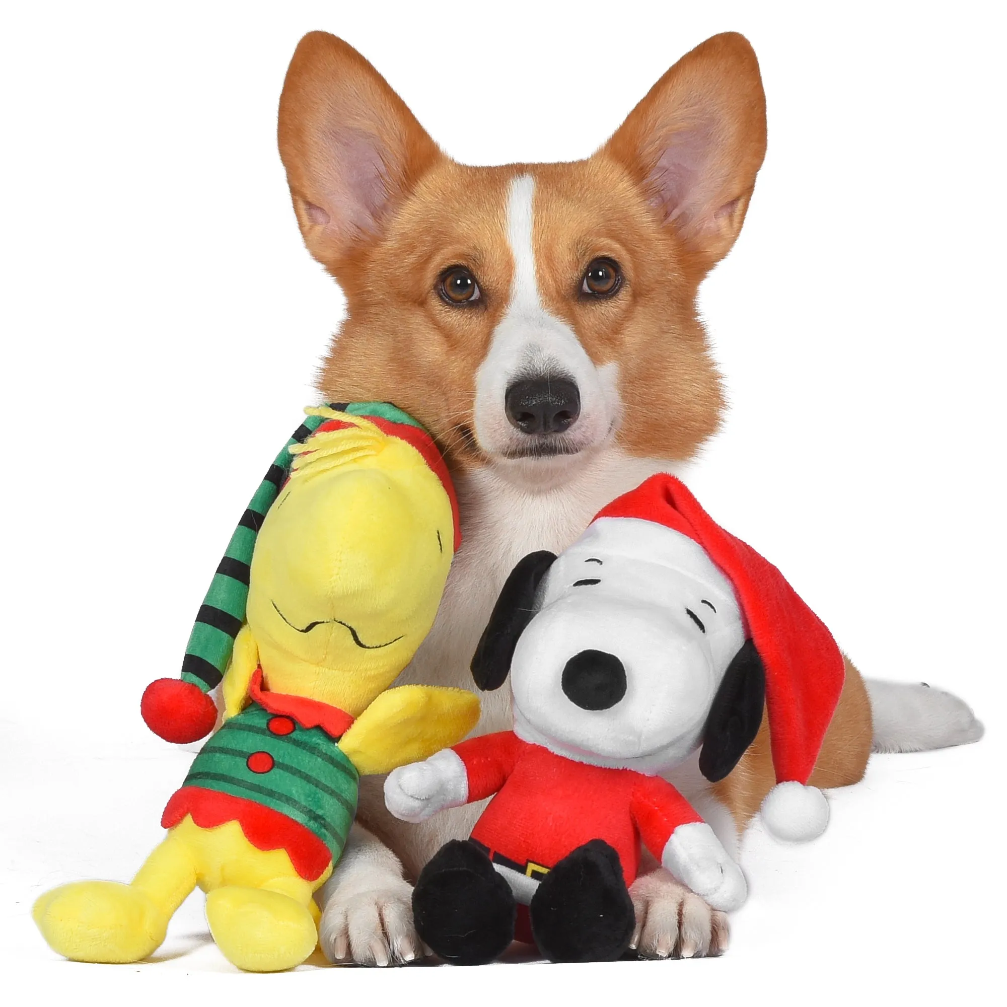 Peanuts: 9" Holiday Snoopy Santa & Woodstock Elf Big Head Plush Figure - Two Pack