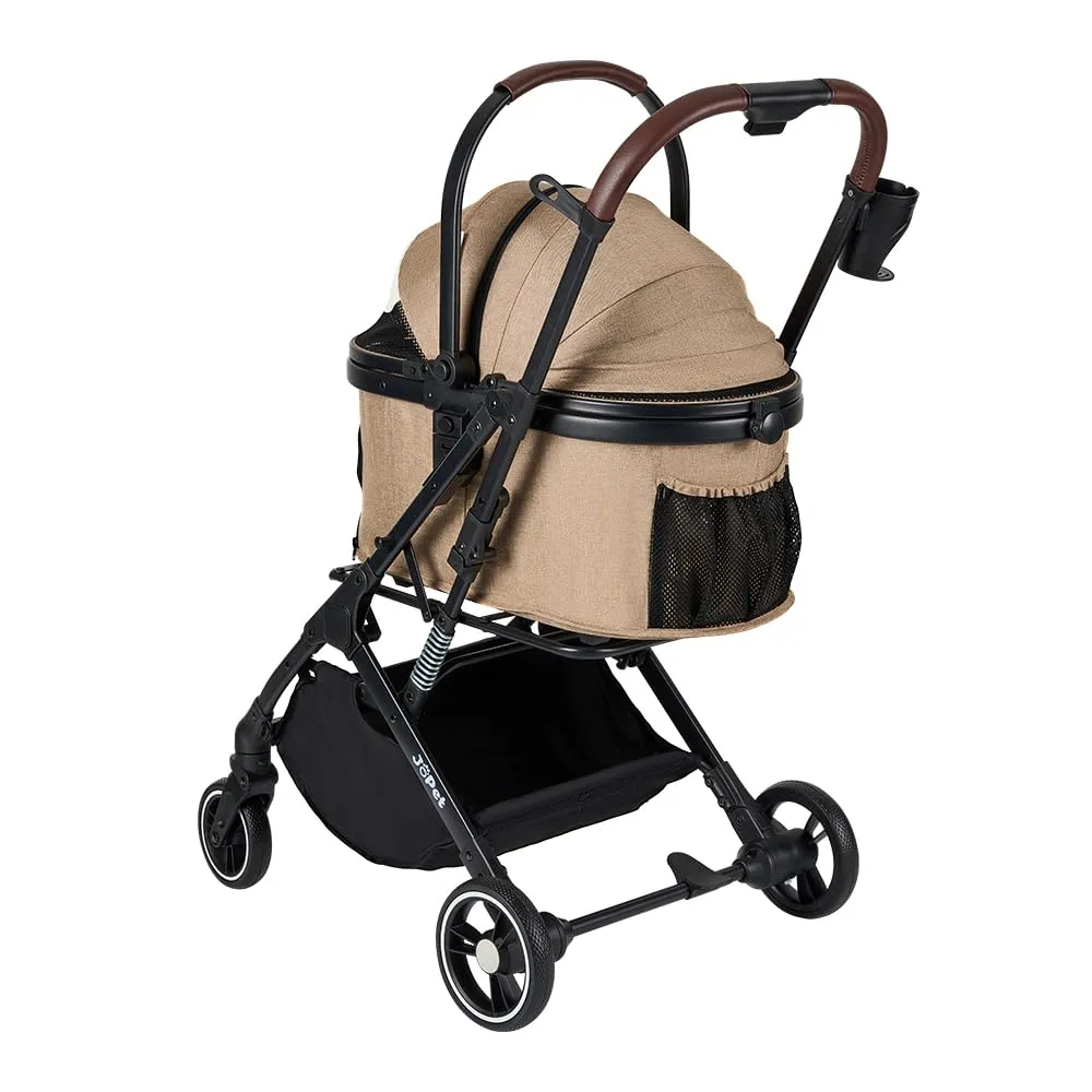 Pet Stroller for Small and medlium Dogs, Aluminum Alloy Frame, Small Dog, cat Stroller, Foldable carts, Carrier, One-Hand Automatic Folding, Quick Release Wheel, PU Wheels (Iron Gray)