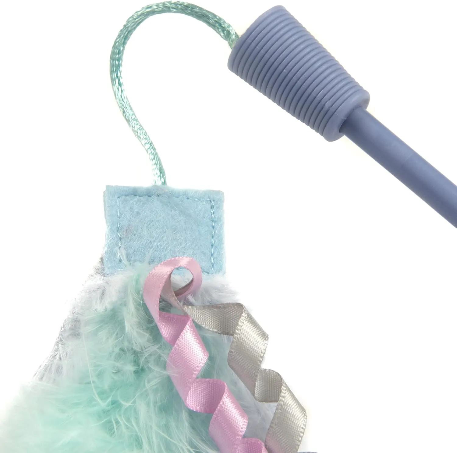 Petlinks Wonder Wand 3-Part Plush Breakaway Wand Toy for Cats & Kittens, Customizable Length, Fun & Interactive Play, Encourages Exercise - Blue, One Size