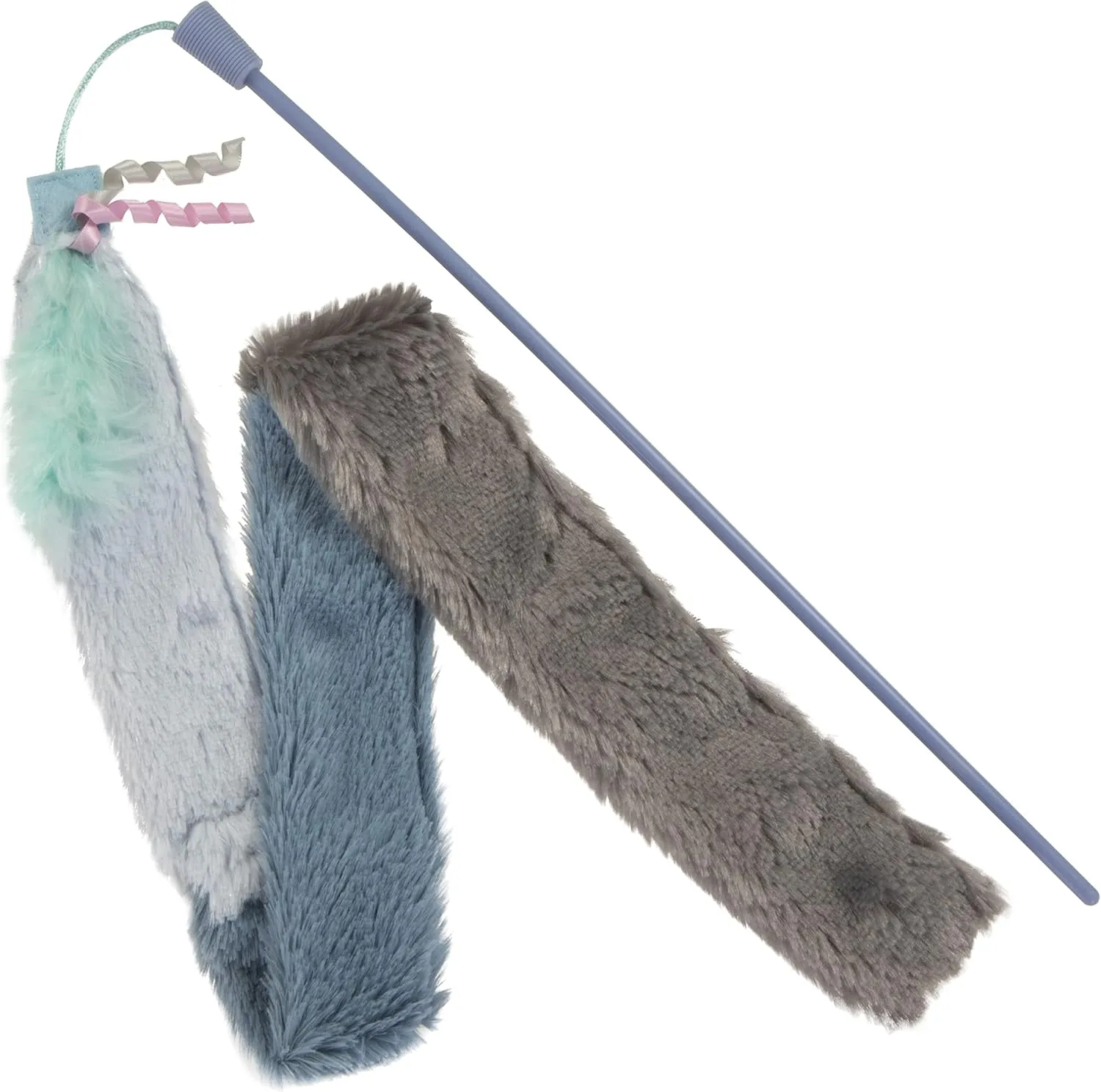 Petlinks Wonder Wand 3-Part Plush Breakaway Wand Toy for Cats & Kittens, Customizable Length, Fun & Interactive Play, Encourages Exercise - Blue, One Size