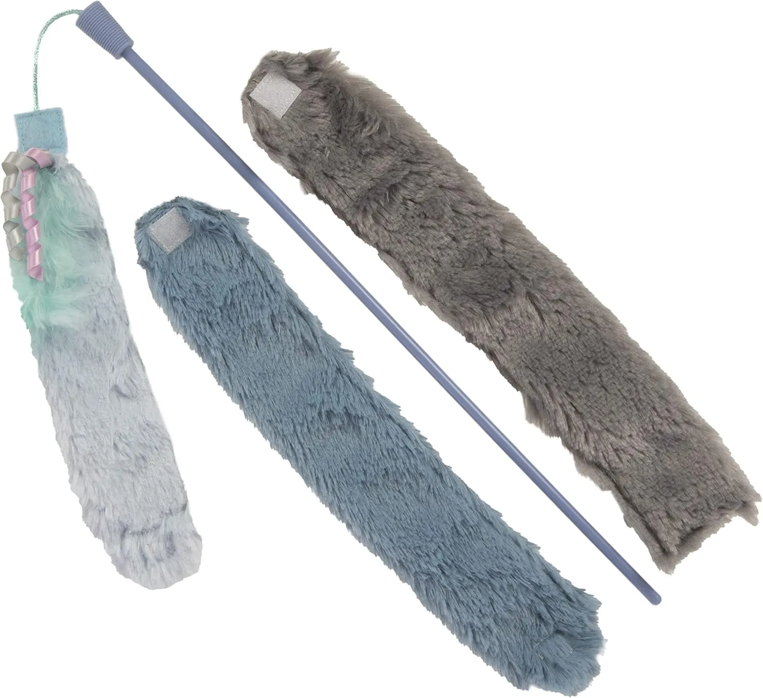 Petlinks Wonder Wand 3-Part Plush Breakaway Wand Toy for Cats & Kittens, Customizable Length, Fun & Interactive Play, Encourages Exercise - Blue, One Size