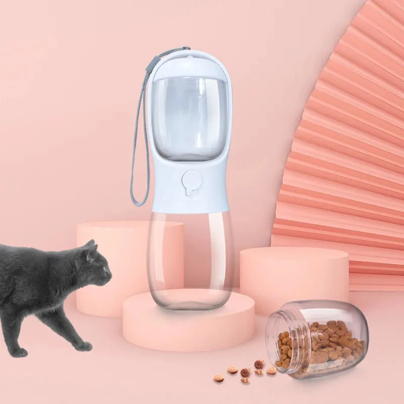 Portable Bottle for Dog Cat Travel Pet with Water Cup with Food Dispenser for your fur friend