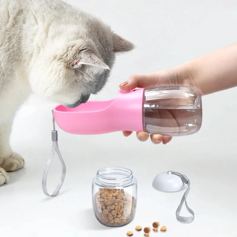 Portable Bottle for Dog Cat Travel Pet with Water Cup with Food Dispenser for your fur friend