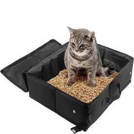 Portable Foldable Cat Litter Box for Travel and Outdoor Use