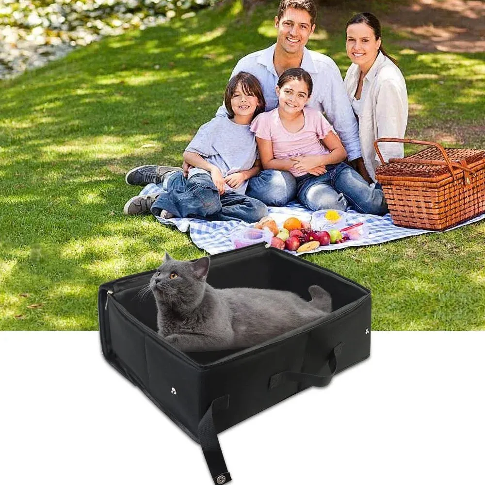 Portable Foldable Cat Litter Box for Travel and Outdoor Use