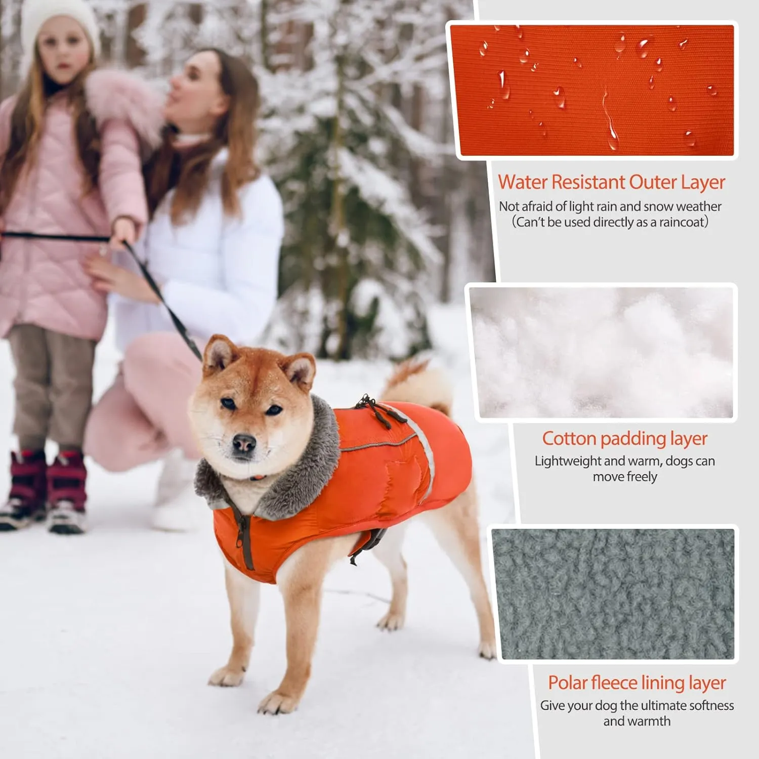 QBLEEV Warm Dog Coat Reflective Dog Jacket, Waterproof Dog Winter Coat Turtleneck Dog Clothes for Cold Weather, Thick Fleece Dog Snowsuit Christmas Dog Vest Pet Apparel for Small Medium Large Dogs M