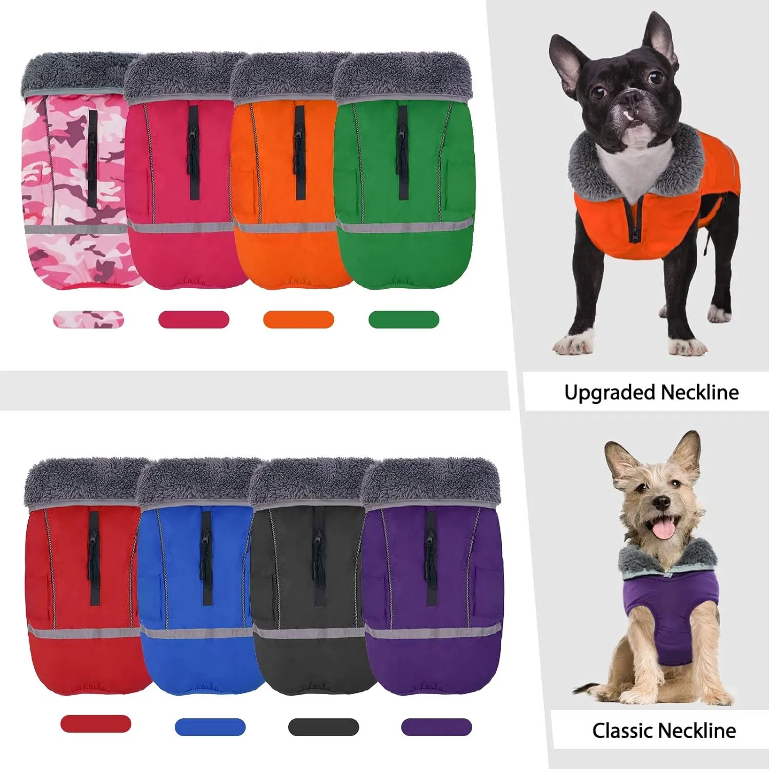 QBLEEV Warm Dog Coat Reflective Dog Jacket, Waterproof Dog Winter Coat Turtleneck Dog Clothes for Cold Weather, Thick Fleece Dog Snowsuit Christmas Dog Vest Pet Apparel for Small Medium Large Dogs M