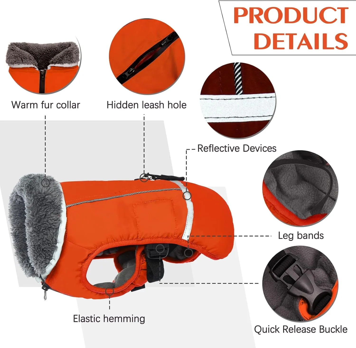 QBLEEV Warm Dog Coat Reflective Dog Jacket, Waterproof Dog Winter Coat Turtleneck Dog Clothes for Cold Weather, Thick Fleece Dog Snowsuit Christmas Dog Vest Pet Apparel for Small Medium Large Dogs M