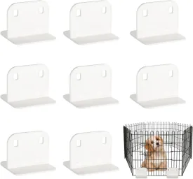 Rainmae 8 Pcs Pet Gate Support Feet Plastic Isolation Fence Reinforcement Stabilizer Fittings Fixed Ground Panel with Adhesives Pad Zip Ties for Indoor Freestanding Pet Dog Cat Gate Configuration