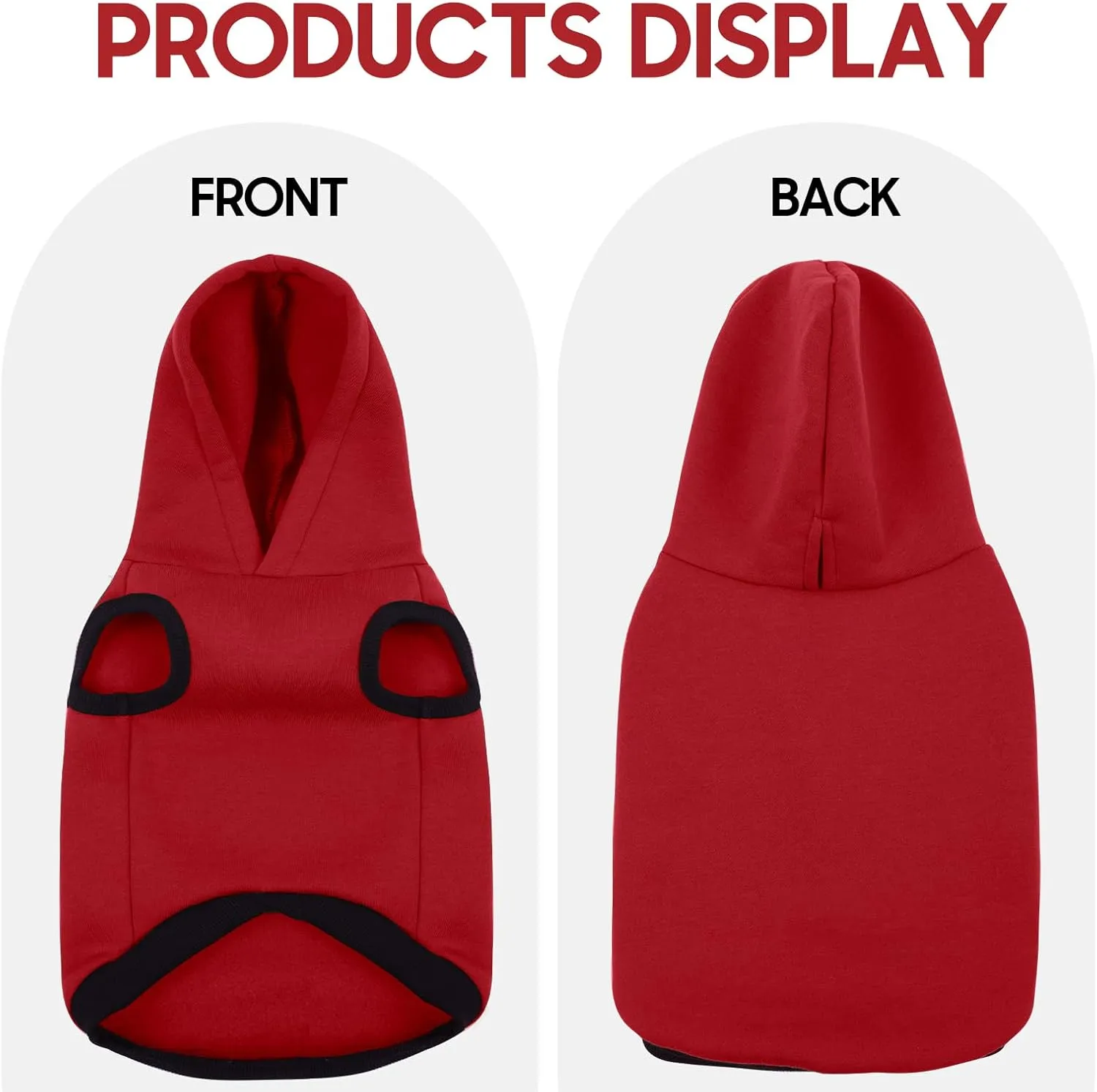 ROZKITCH Dog Hoodie,Winter Dog Fleece Sweaters Pet Warm Sweatshirt Pet Pullover Dog Clothes Soft Warm Christmas Outfit Puppy Vest with Leash Hole for Large Dogs French Bulldog Clothes Red XL