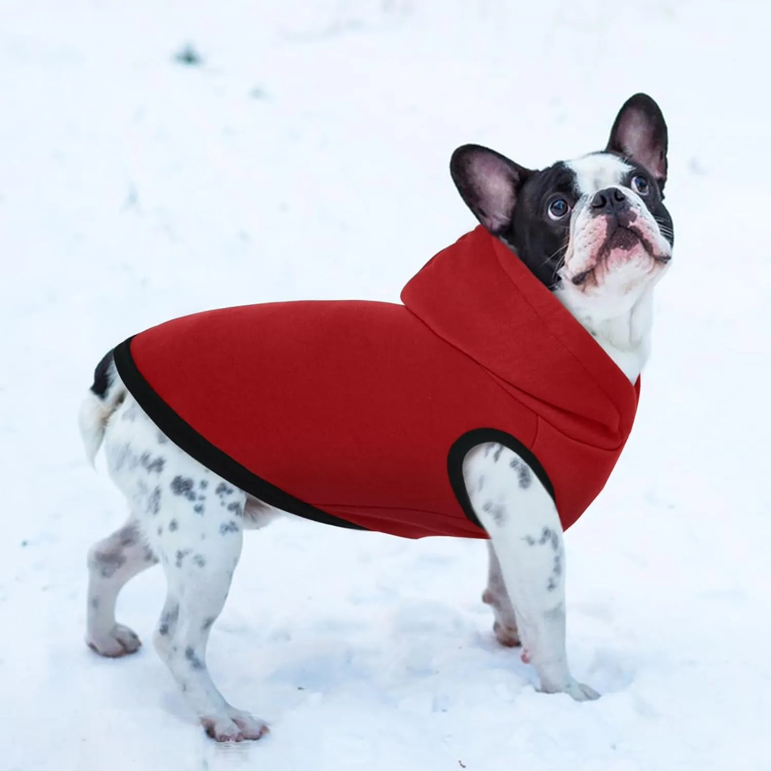 ROZKITCH Dog Hoodie,Winter Dog Fleece Sweaters Pet Warm Sweatshirt Pet Pullover Dog Clothes Soft Warm Christmas Outfit Puppy Vest with Leash Hole for Large Dogs French Bulldog Clothes Red XL