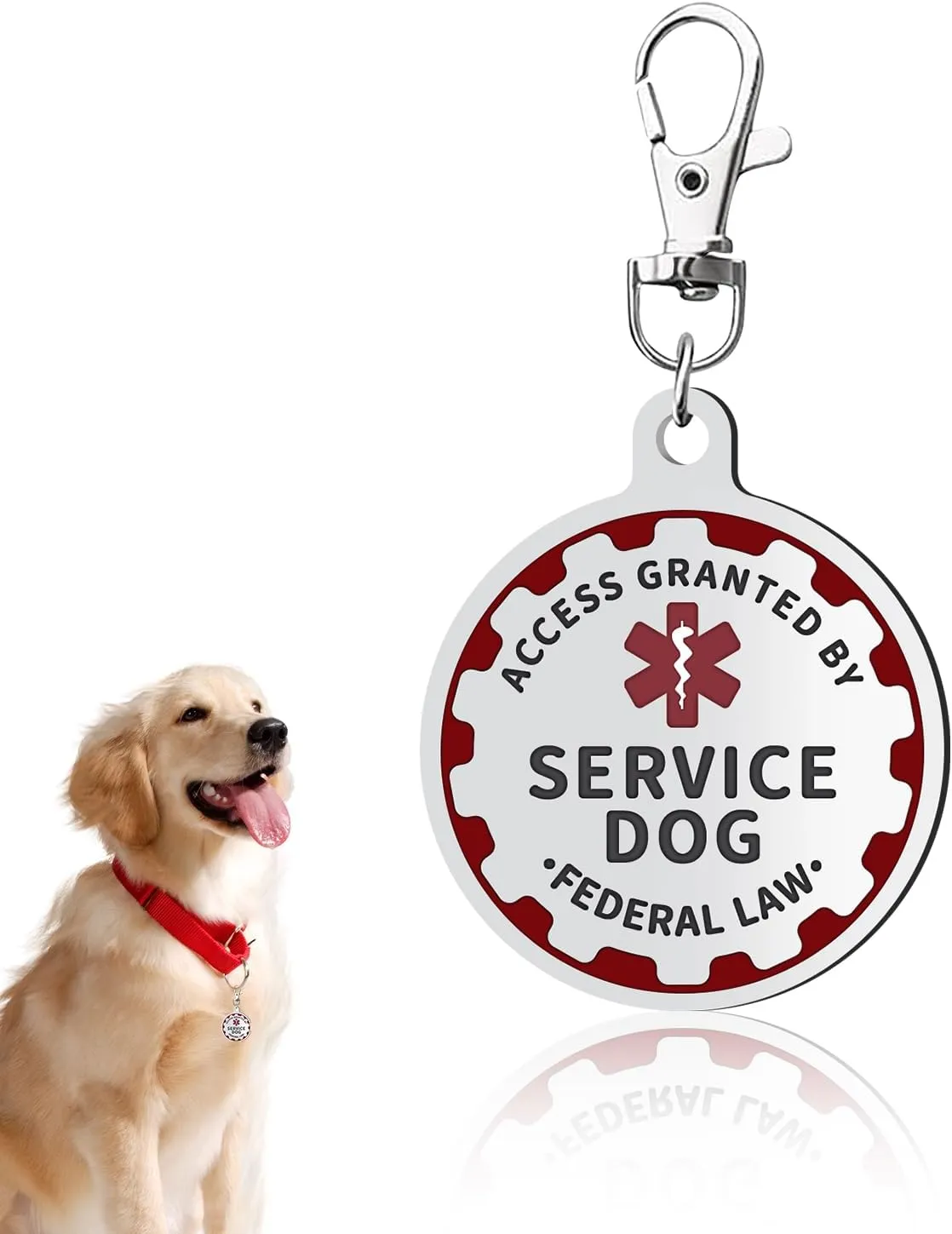 Service Dog TAG Industrial Puppy for Service Animals, Emotional Support Dogs & Therapy Dogs Entirely Surgical Stainless Steel Easily Attach to Collar, Harness-Two-Sided (Service Dog TAG)