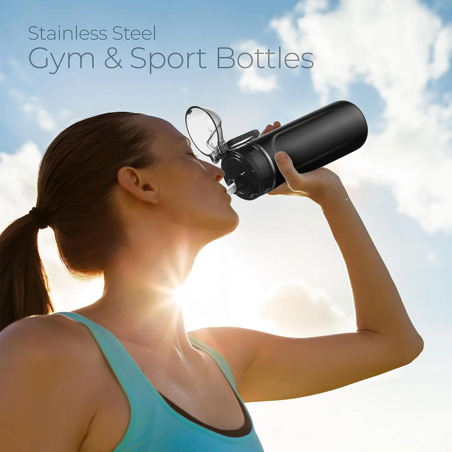 SIPX Triple-Insulated Stainless Steel Water Bottle - 18oz. With Straw Lid, BPA-Free Reusable Insulated Water Bottle Keeps Cold For 12 Hours,