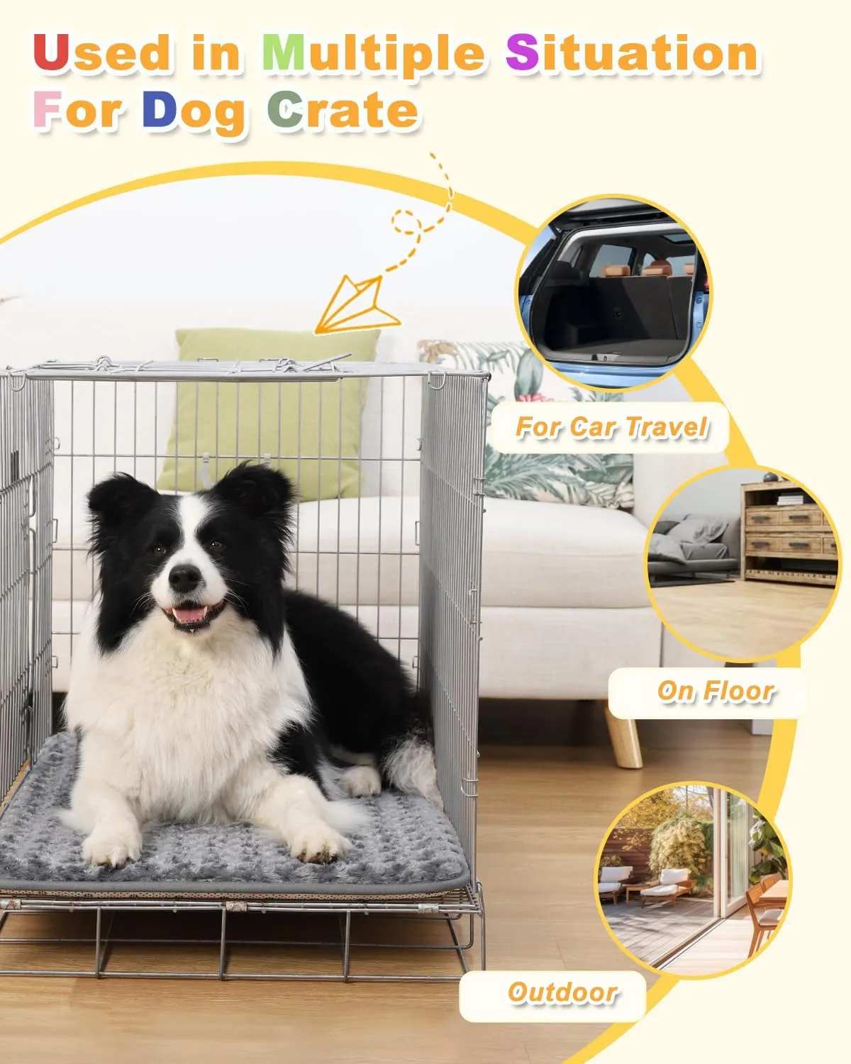 Small Dog Bed for Crate High Resilience Foam Crate Pad Mat for Medium Dogs Washable Anti-Slip,23" x 17",Dark Gray