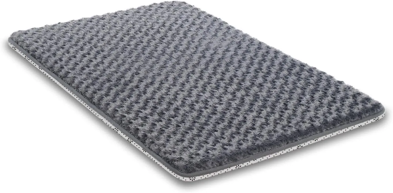 Small Dog Bed for Crate High Resilience Foam Crate Pad Mat for Medium Dogs Washable Anti-Slip,23" x 17",Dark Gray