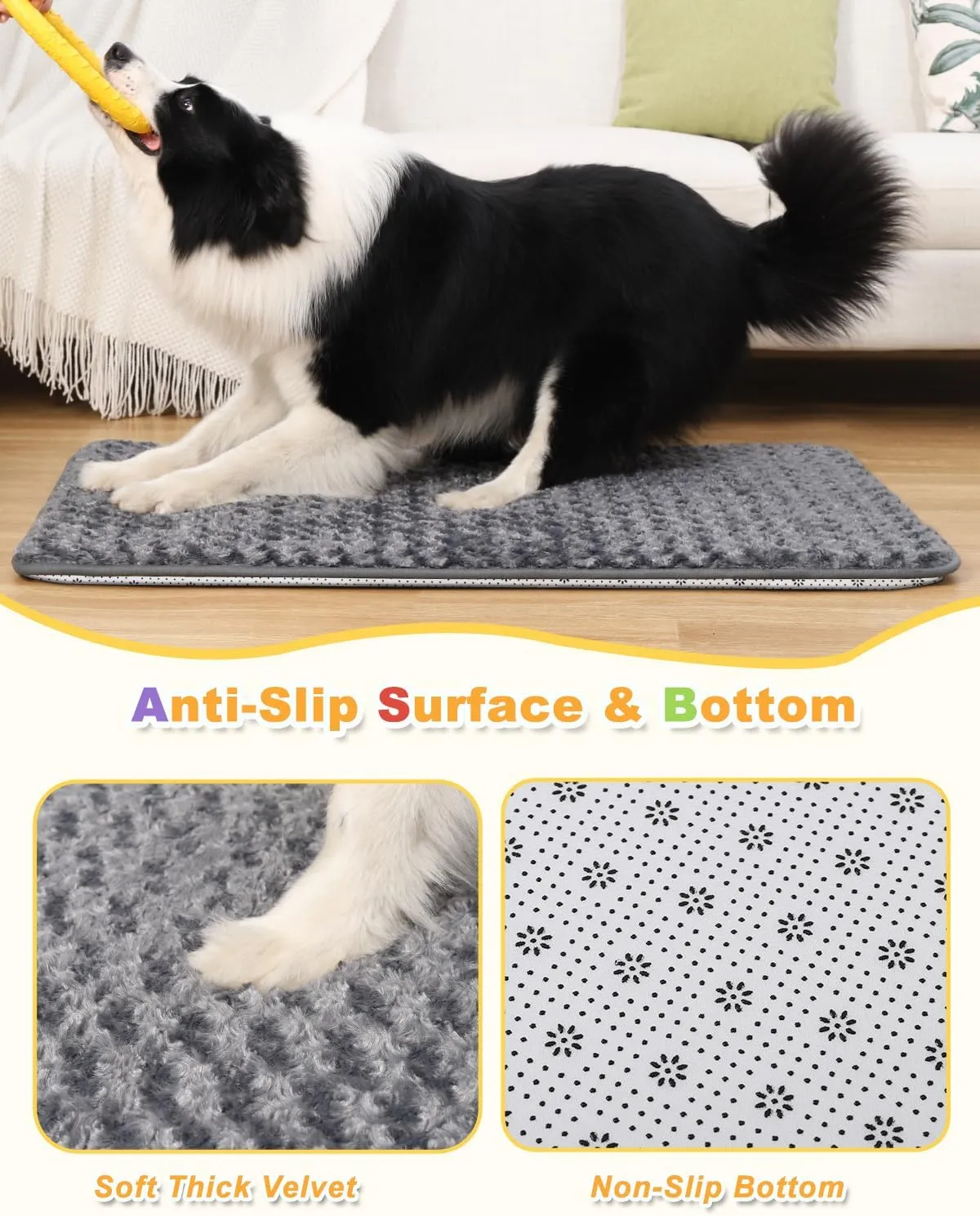 Small Dog Bed for Crate High Resilience Foam Crate Pad Mat for Medium Dogs Washable Anti-Slip,23" x 17",Dark Gray